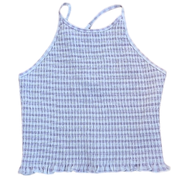 SO BRAND WOMENS JUNIOR PURPLE AND WHITE SMOCKING SUMMER TANK TOP SIZE LARGE - Picture 1 of 12